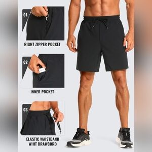 NWT Men's CRZ Yoga Workout Shorts, XXL, Navy Blue, 7" Inseam,‎ Linerless